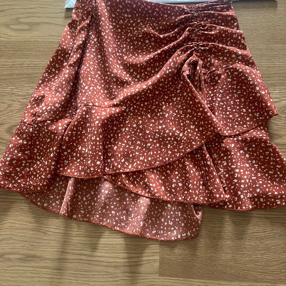 Altar'd State Pink White Asymmetrical Wrap Skirt
